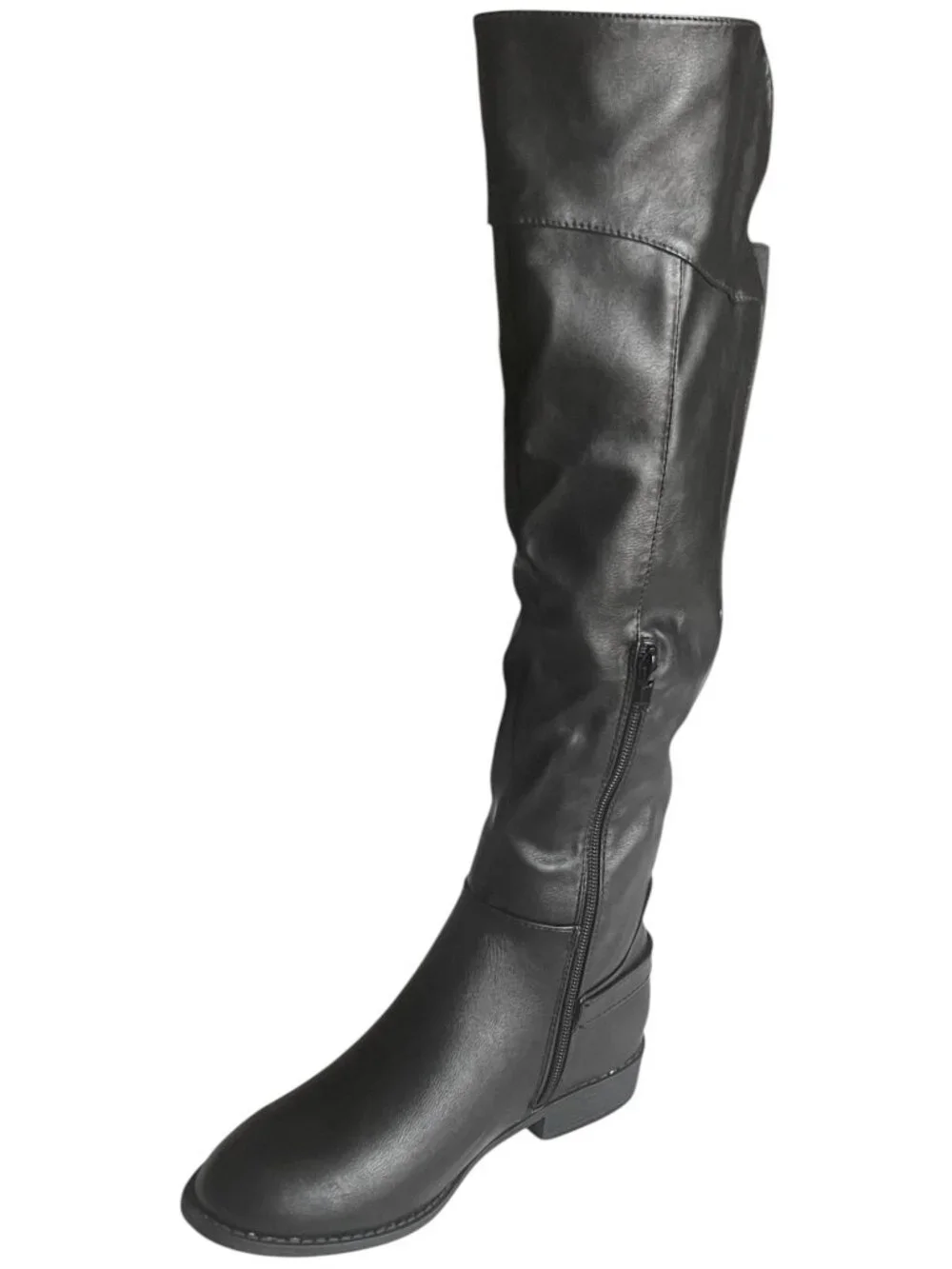 Wild Diva Oksana-85 Convertible Over Knee Back Elastic Panel Black Boots 7.5